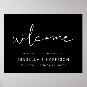 JOVI - Black Modern Minimalist Weddenschap Welkom Poster