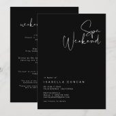 JOVI Edgy Black Bachelorette Spa Day Uitnodiging (Voorkant / Achterkant)