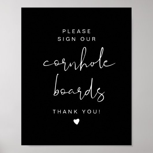 JOVI Edgy Black Cornhole Guestbook Weddenschap Poster (Voorkant)