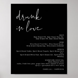 JOVI Edgy Black Drunk in Love Bar Menukaart Poster