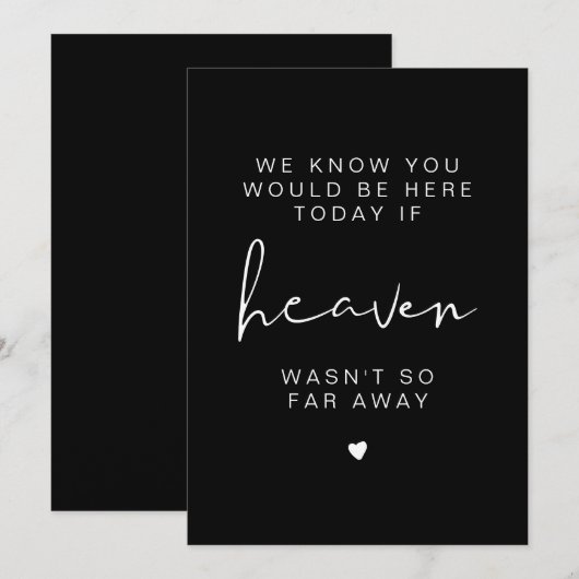 JOVI Edgy Black en White in Loving Memory Sign Kaart (Voorkant / Achterkant)