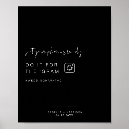 JOVI Edgy Black Instagram Hashtag Weddenschap Poster (Voorkant)