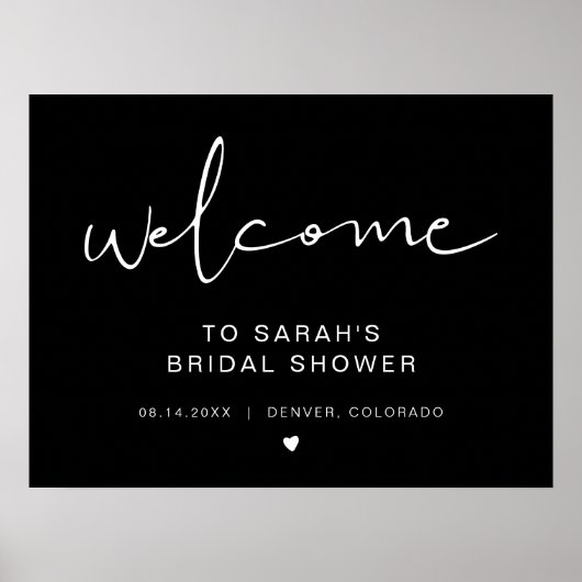 JOVI Edgy Black Minimalistische Bruiloft Feestelij Poster (Voorkant)