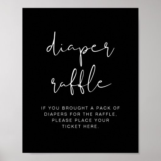 JOVI Edgy Black Modern Diaper Raffle Game Sign Poster (Voorkant)
