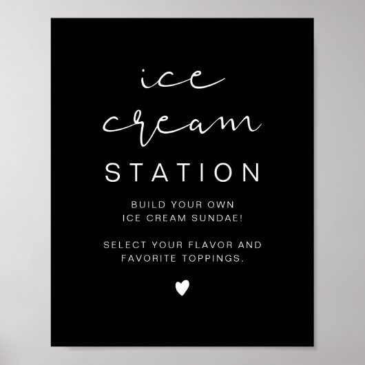 JOVI Edgy Black Modern Ice Cream Station Poster (Voorkant)