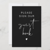 JOVI Edgy Black Modern Minimalist Guest Book Sign Kaart (Voorkant)