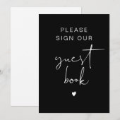 JOVI Edgy Black Modern Minimalist Guest Book Sign Kaart (Voorkant / Achterkant)