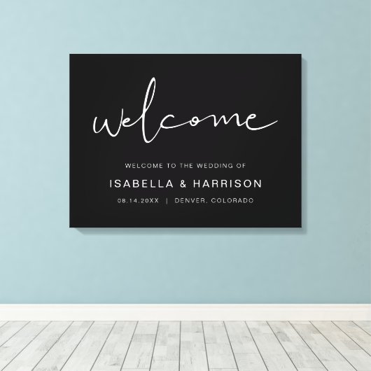 JOVI Edgy Black Modern Minimalist Weddenschap Welk Canvas Afdruk (Insitu (Houten vloer))