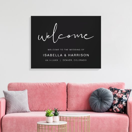 JOVI Edgy Black Modern Minimalist Weddenschap Welk Canvas Afdruk (Insitu (Woonkamer))