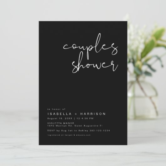 JOVI Edgy Black Modern Minimalistische Koppelsprin Kaart (Staand voorkant)