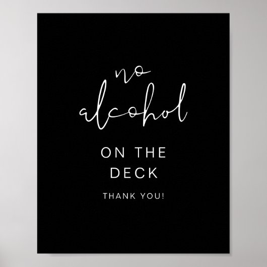 JOVI Edgy Black Modern No Alcohol Sign Poster (Voorkant)