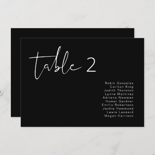 JOVI Edgy Black Modern Table Seating Kaart (Voorkant / Achterkant)