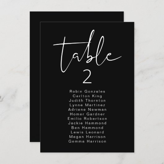 JOVI Edgy Black Modern Table Seating Kaart (Voorkant / Achterkant)