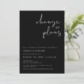 JOVI Edgy Black Modern Wedding Change of Planans Kaart (Staand voorkant)