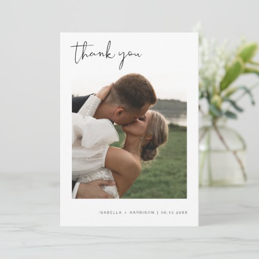 JOVI Edgy Black Moderne Trouw Trouw Dank Je Kaart (Staand voorkant)