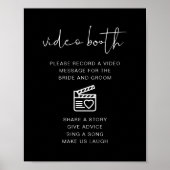 JOVI Edgy Black Wedding Video Booth Sign Poster (Voorkant)
