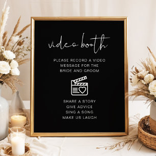 JOVI Edgy Black Wedding Video Booth Sign Poster
