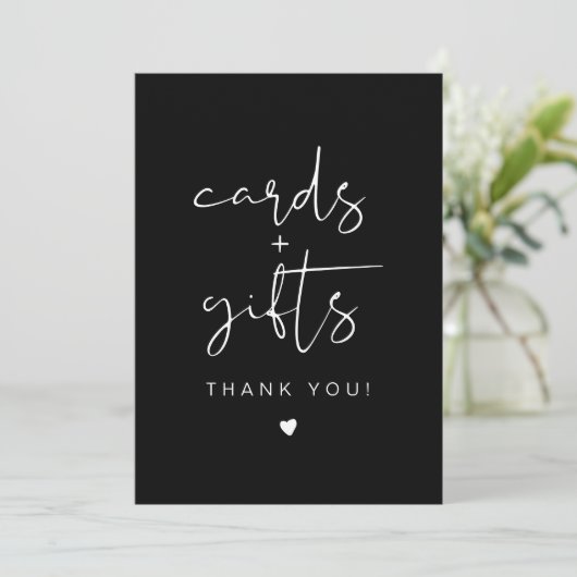 JOVI Edgy Modern Black Cards en Gifts Sign Kaart (Staand voorkant)