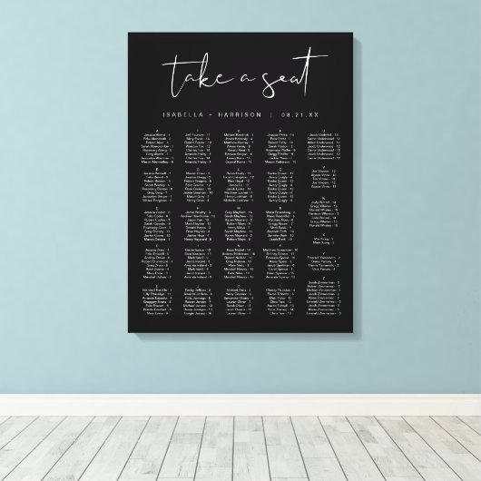 JOVI Edgy Modern Black White Alfabetical Seat Canvas Afdruk (Insitu (Houten vloer))