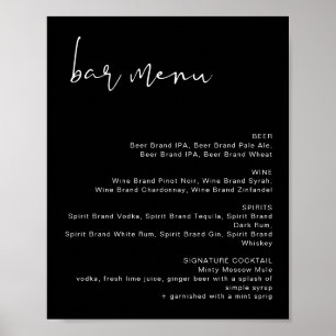 JOVI Edgy Zwarte Minimalistische Trouwbar Menu Pos Poster