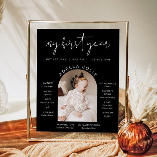 JOVI Modern Black White, eerste jaar Milestone Poster