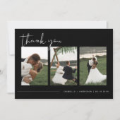 JOVI Modern Edgy Black Foto Weddenschap bedankt Kaart (Voorkant)