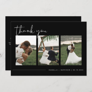 JOVI Modern Edgy Black Foto Weddenschap bedankt Kaart
