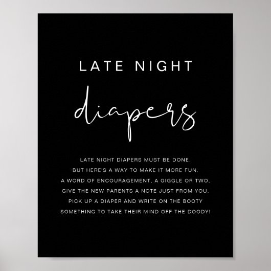 JOVI Modern Edgy Black Late Night Diapers Game Poster (Voorkant)