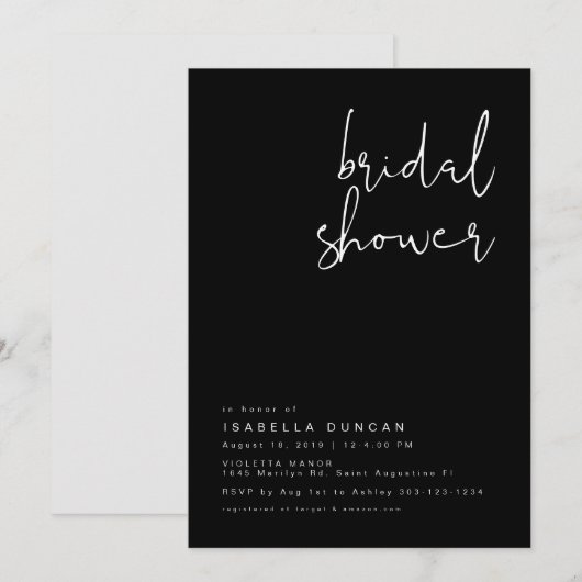 JOVI - Zwart modern, minimalistisch Vrijgezellenfe Kaart (Voorkant / Achterkant)