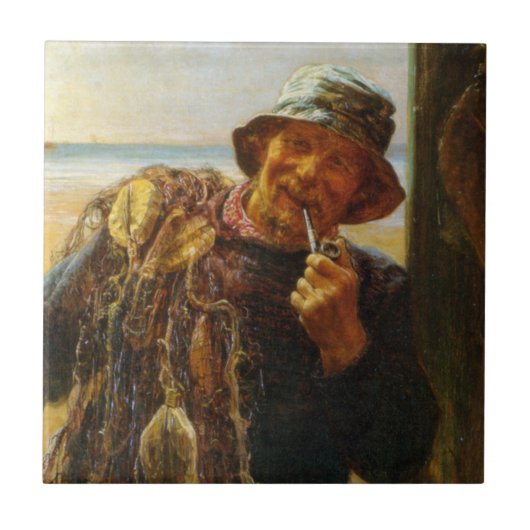 Jovial Fisherman (door Frederick Morgan) Tegeltje (Voorkant)