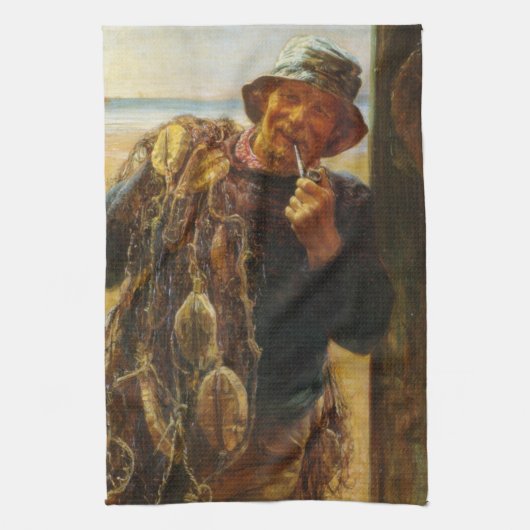Jovial Fisherman (door Frederick Morgan) Theedoek (Verticaal)