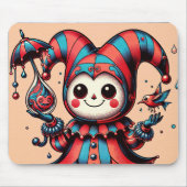 Jovial Jester en gevederde vriend Muismat (Voorkant)