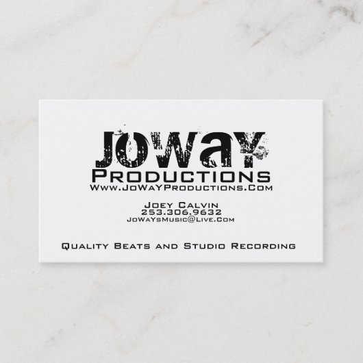 JoWaY Productions Visitekaartje (Voorkant)