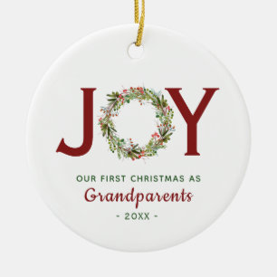 Joy-1e Kerstmis Waterverf - Gepersonaliseerd Keramisch Ornament