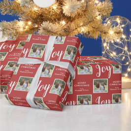 Joy | 2 Foto Red Kerstfeestdag Cadeaupapier