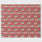 Joy | 2 Foto Red Kerstfeestdag Cadeaupapier (Vlak)