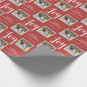 Joy | 2 Foto Red Kerstfeestdag Cadeaupapier (Hoek)