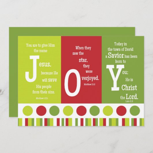 JOY 2-Sided kerstkaart met versiering (Voorkant / Achterkant)