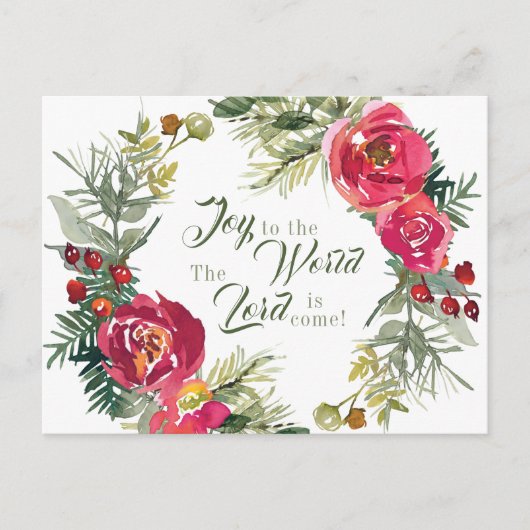 Joy aan de wereld De Heer komt, Kerstmis Briefkaart (Voorkant)