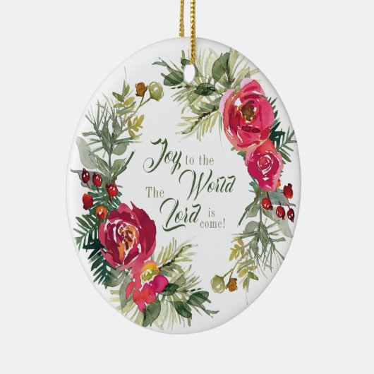 Joy aan de wereld De Heer komt, Kerstmis Keramisch Ornament (Rechts)