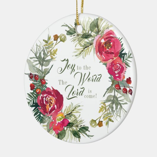 Joy aan de wereld De Heer komt, Kerstmis Keramisch Ornament (Links)