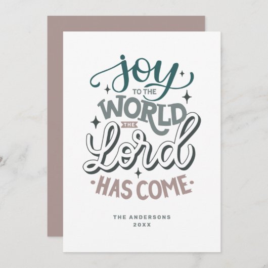 Joy aan de wereld is de Heer gekomen. Kerstmis Feestdagenkaart (Voorkant / Achterkant)