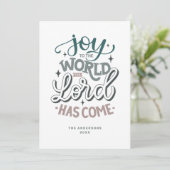 Joy aan de wereld is de Heer gekomen. Kerstmis Feestdagenkaart (Staand voorkant)