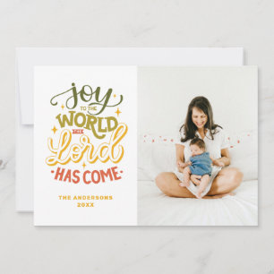 Joy aan de wereld is de Heer gekomen. Kerstmis Feestdagenkaart