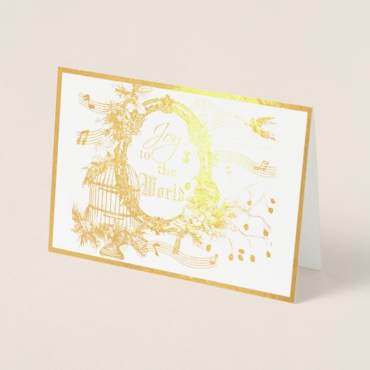 Joy aan de wereld kardinaal kerstmis folie kaarten (Voorkant)