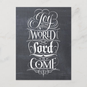 Joy aan het World Chalkboard met kerstcadeaus Feestdagenkaart