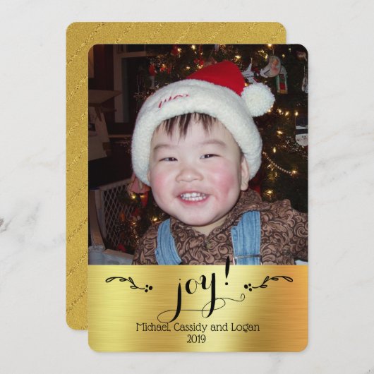 Joy! - Aangepast goud || Fotokerstmis (Voorkant / Achterkant)