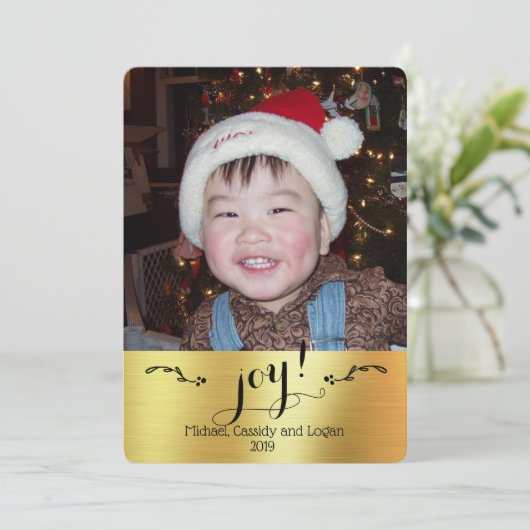 Joy! - Aangepast goud || Fotokerstmis (Staand voorkant)