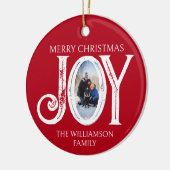 Joy aangepaste familienaam foto kerstvakantie keramisch ornament (Links)