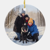 Joy aangepaste familienaam foto kerstvakantie keramisch ornament (Achterkant)
